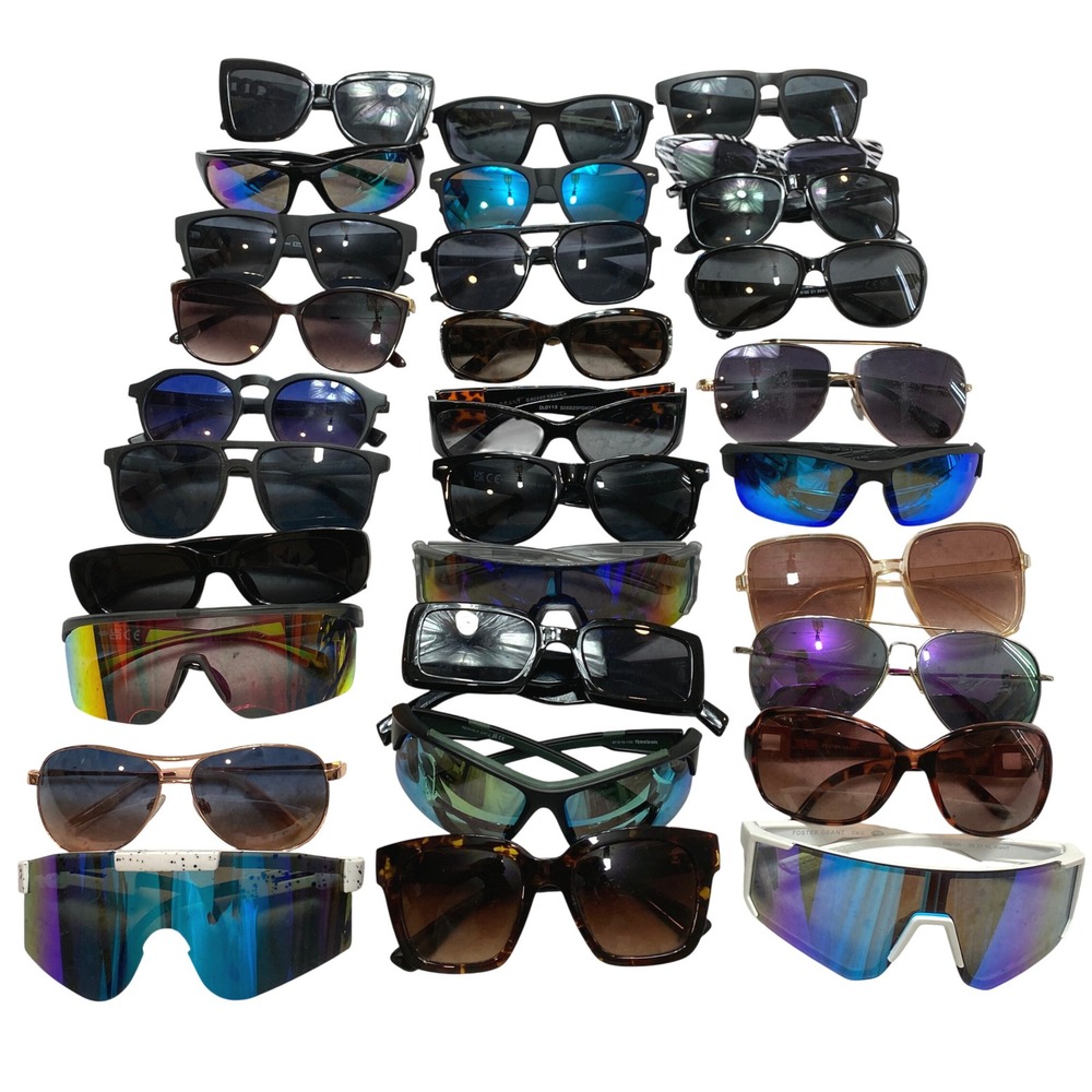 Lof Of 30 Mixed Sunglasses Unisex OS Multicolor Sport Retro Bundle